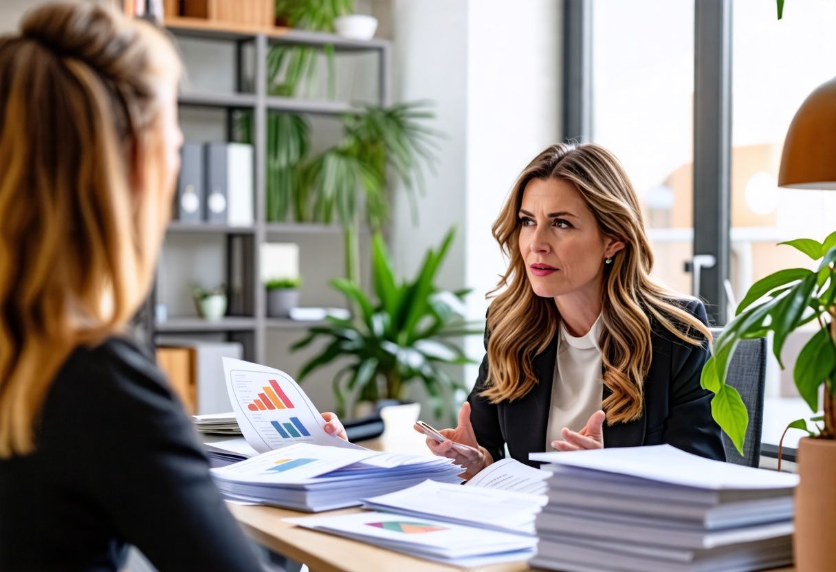 Real estate agent negotiates buyer's agent fees with client in office.