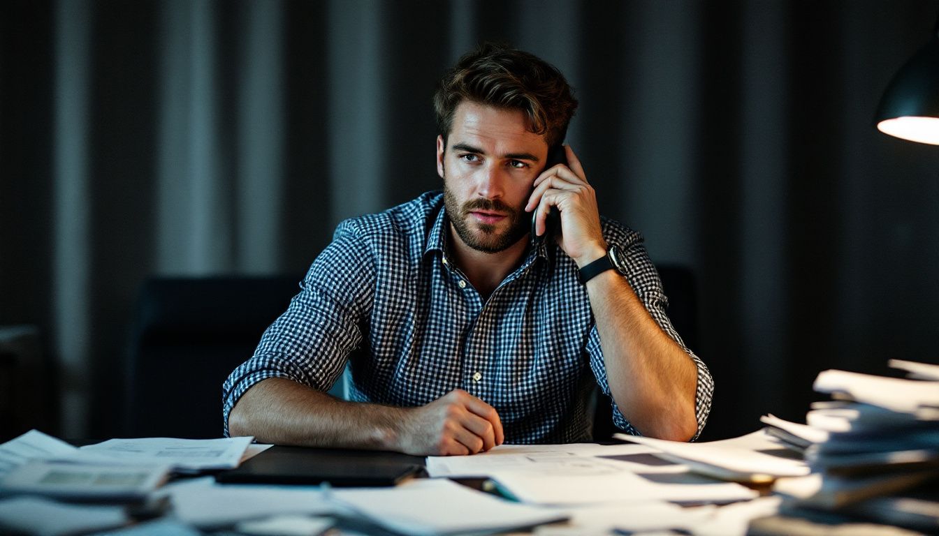 A man negotiating a seller funding deal over the phone. A man negotiating a seller funding deal over the phone.